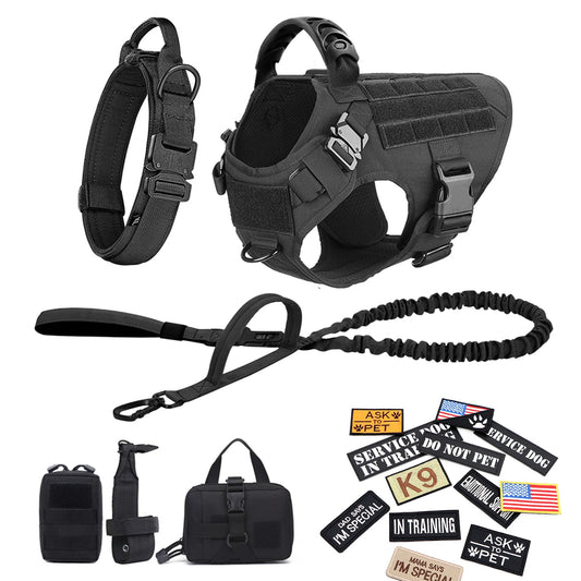 PETRAVELCN Military Dog Harness Vest Training Gear Set