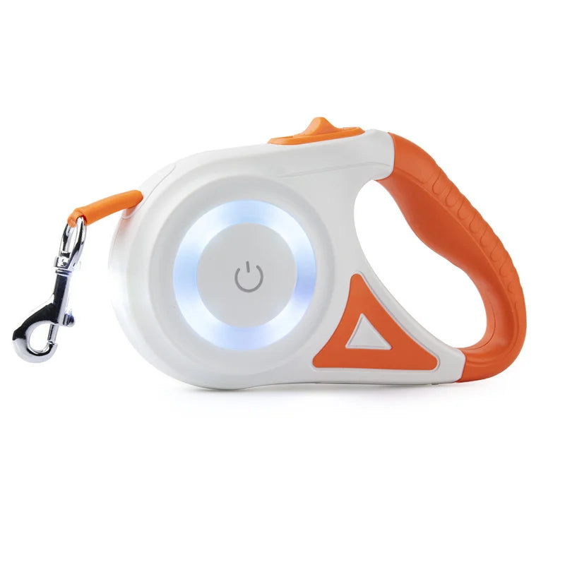 Automatic Retractable Nylon Dog Leash With LED Flashlight