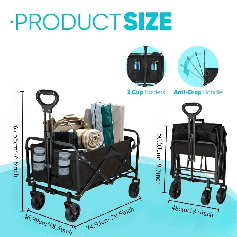 Heavy-Duty All-Terrain Folding Cart With Stainless Steel Frame