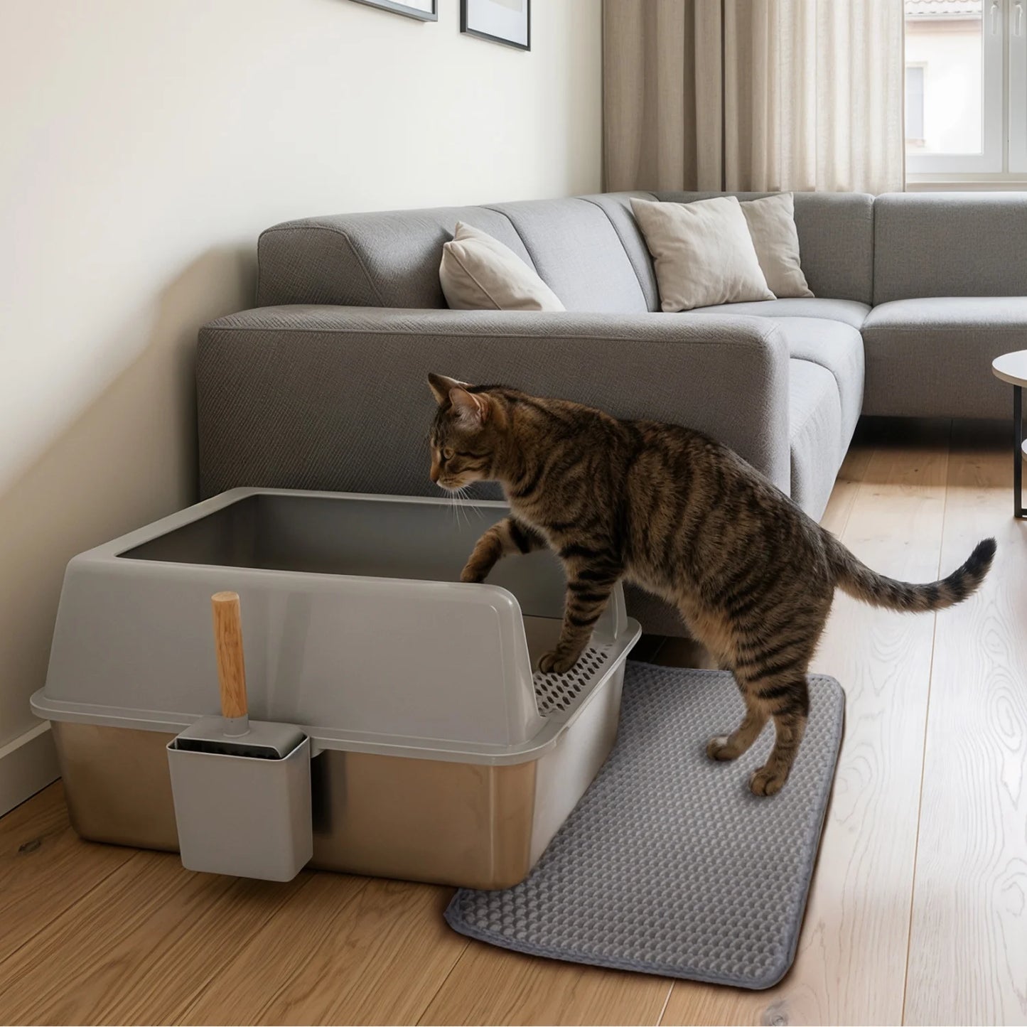 Stainless Steel Cat Litter Box Large High Sided Open Pan