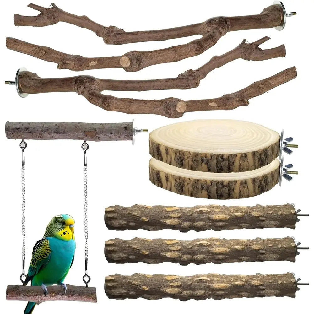 Natural Wooden Bird Perches For Small Birds Parakeets Cockatiels Conures