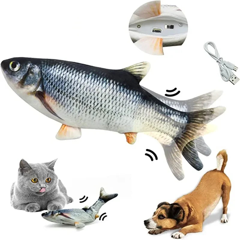 USB Charger Fish Cat Toy Interactive Floppy Realistic Chew