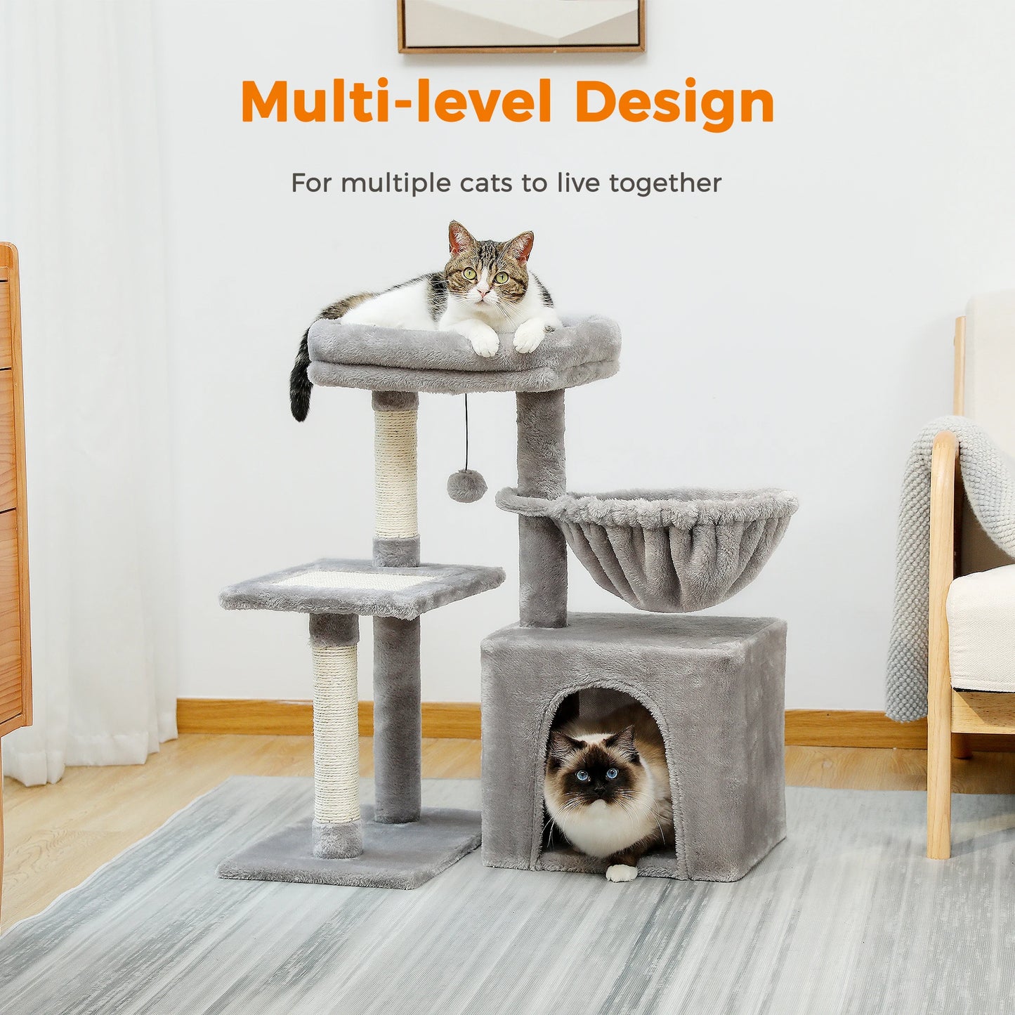PEQULTICN Cat Tree Tower With Sisal Scratching Post