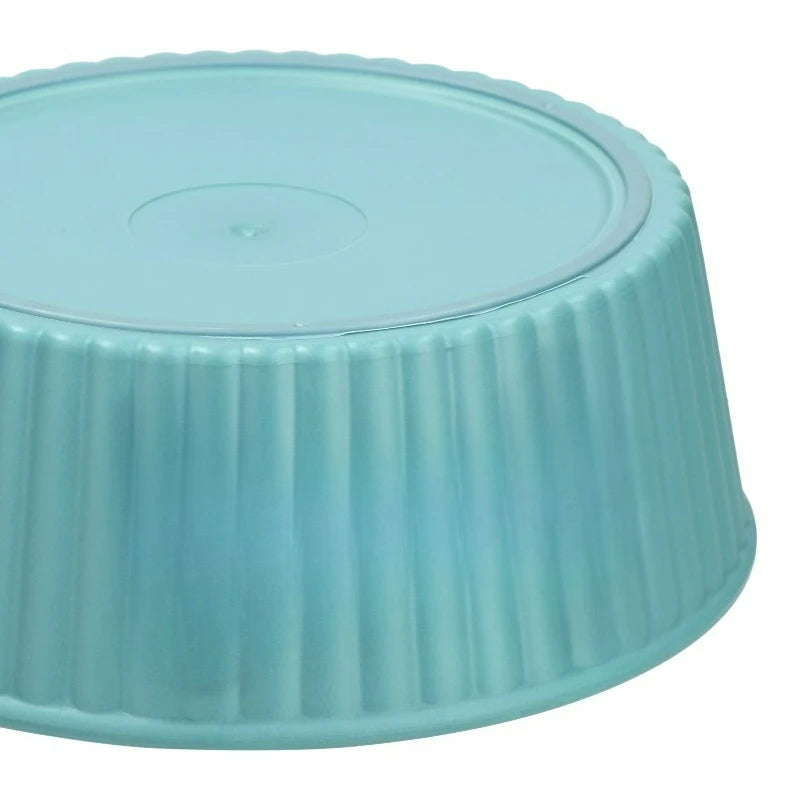 Embossed Woof Design Round Plastic Pet Feeding Bowl