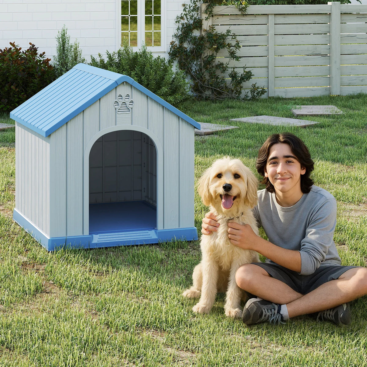 Plastic Dog House Weatherproof Indoor Outdoor Shelter