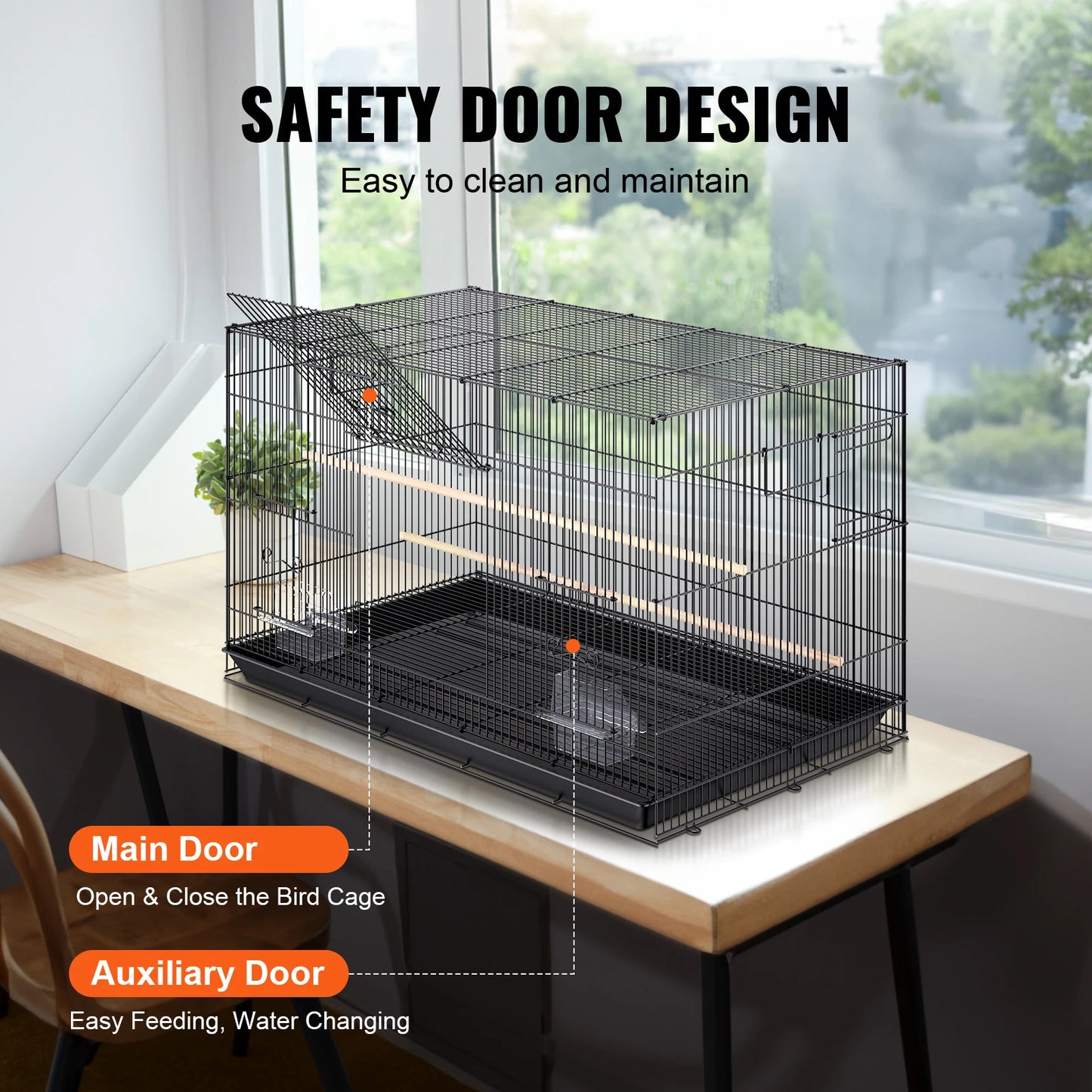 SucceBuy Stainless Steel Parakeet Cage With Rolling Stand Tray