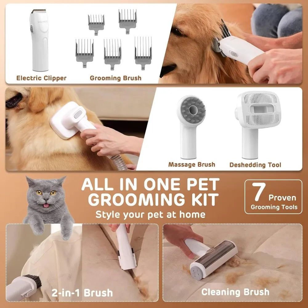 XMSJ Dog Grooming Vacuum Kit With Clipper And Shedding Tools