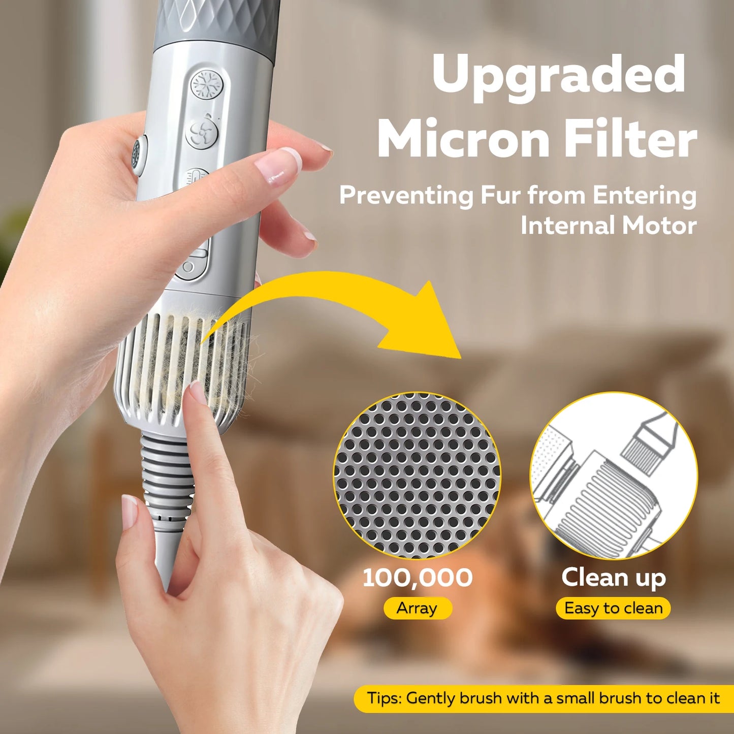 Portable Pet Hair Dryer Blower With High Velocity 3 Speed