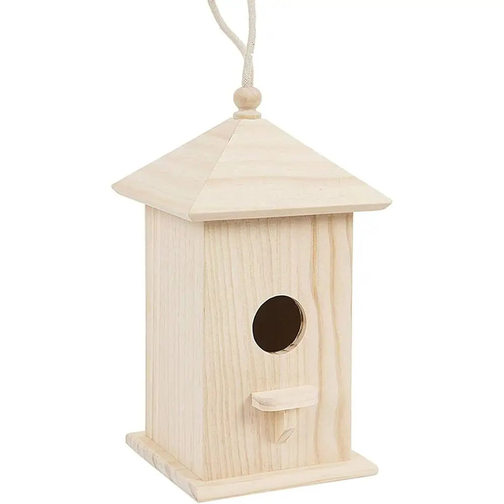 Wooden Hanging Birdhouse DIY for Small Birds Garden Decoration