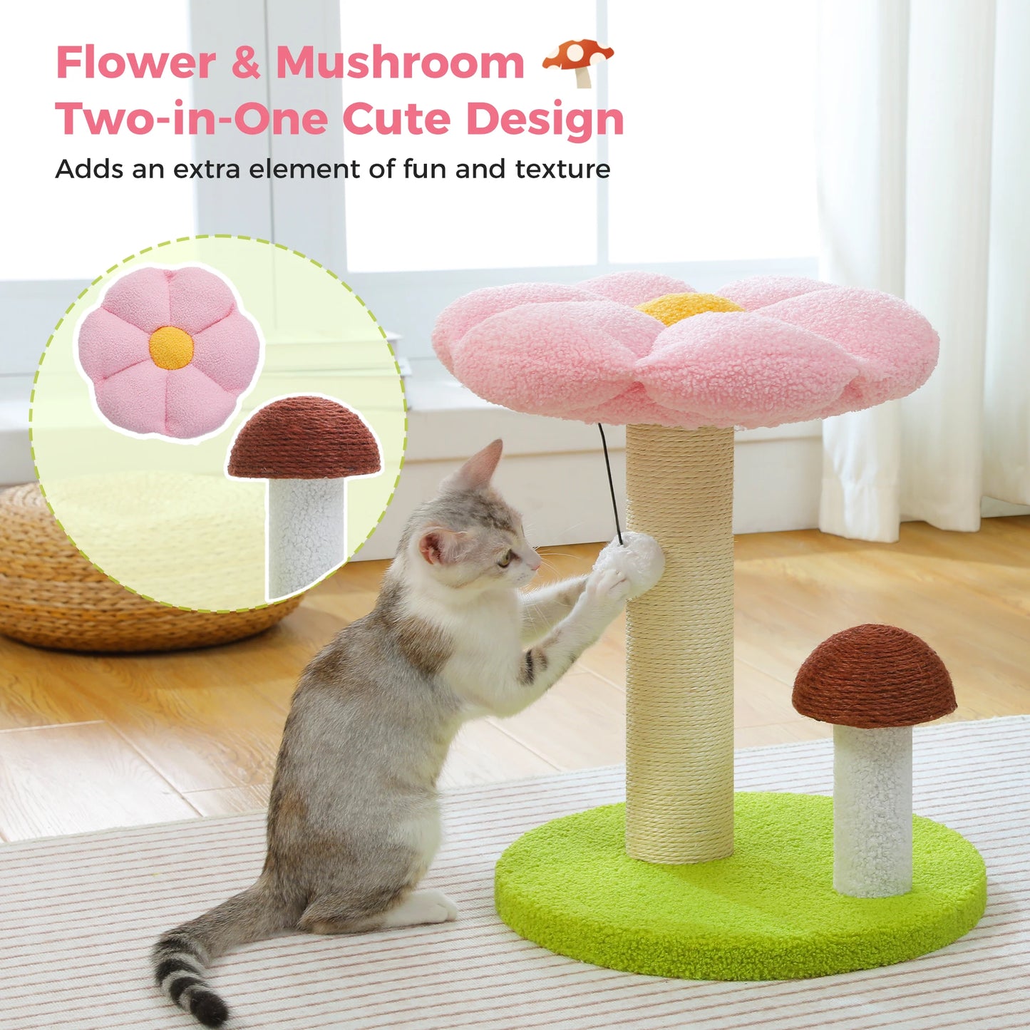 PAWZ Road Mushroom Cat Scratching Posts With Removable Flower Bed