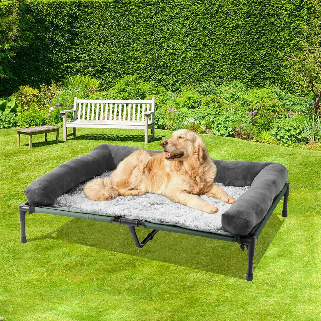 Bingopaw Elevated Indoor Outdoor Pet Lounger Bed With Bolster