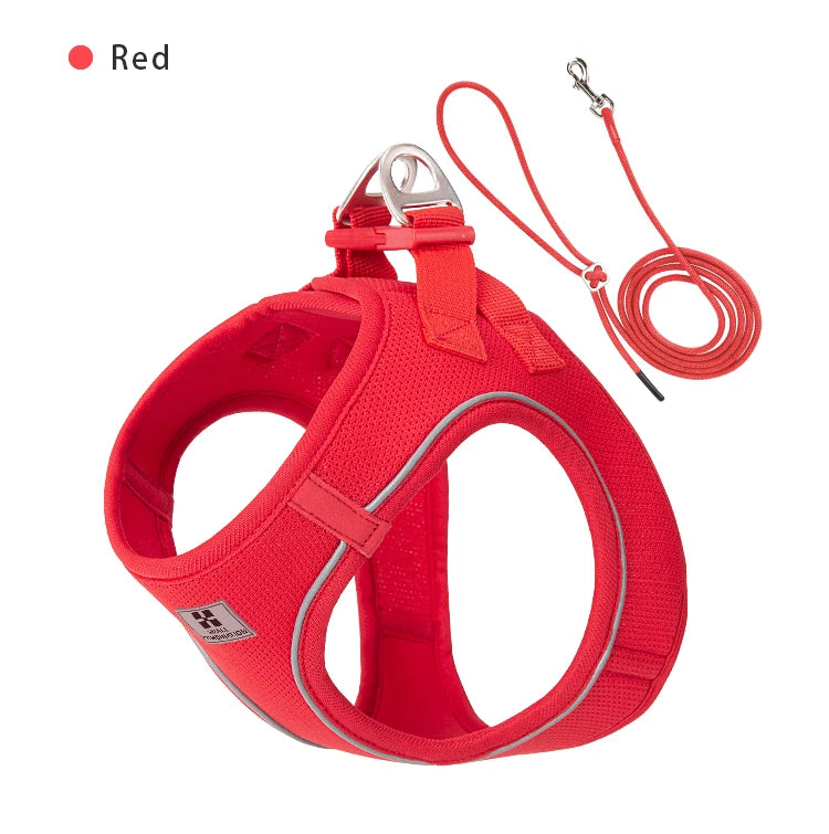 Reflective Nylon Dog Harness Leash Set For Outdoor Walking