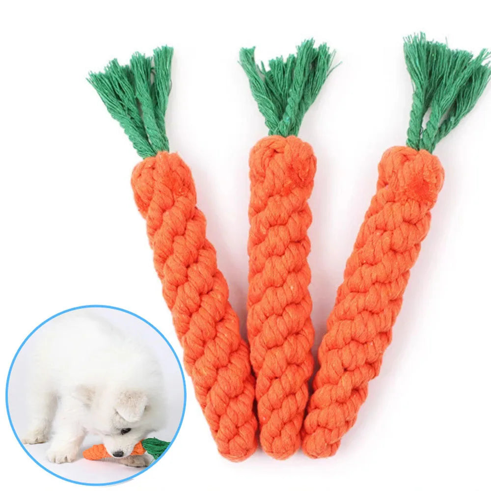 Durable Carrot Rope Dog Toy For Teeth Cleaning And Chewing