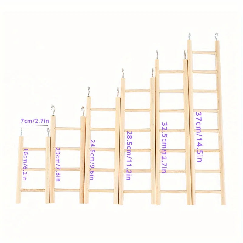 Natural Solid Wood Parrot Toy Climbing Ladder For Bird Cage