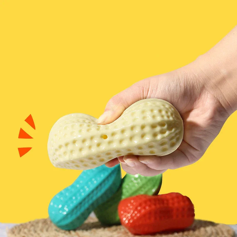 Dog Peanut Toy Squeaky Chew For Teeth Cleaning Interactive