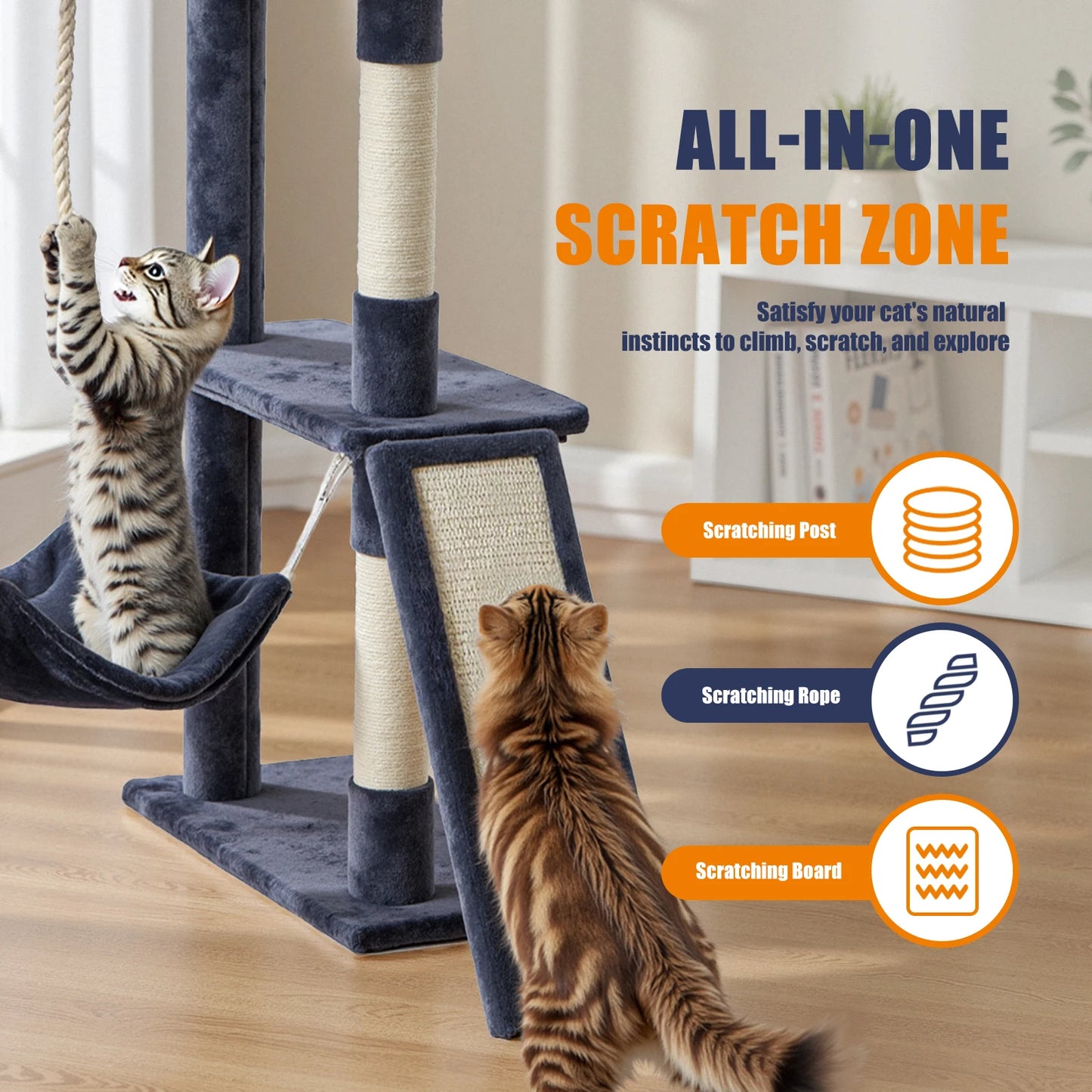JHK Multi Level Cat Tree Tall Climbing Tower Indoor Cats