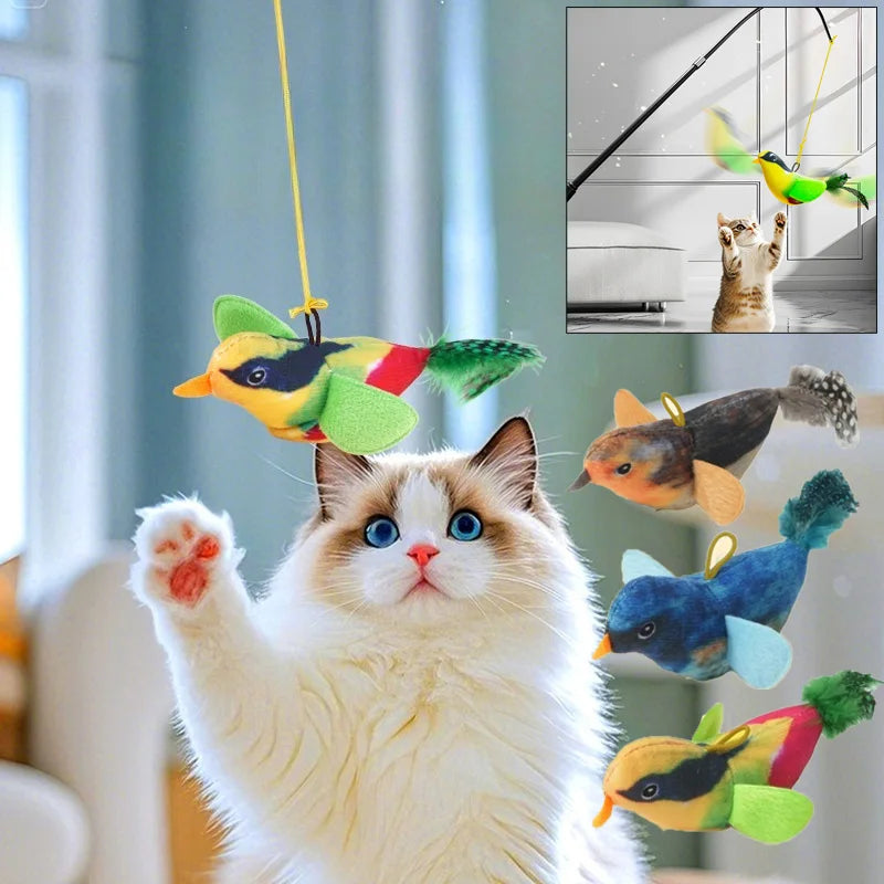 Wall Mounted Sound Activated Plush Bird Catnip Kitten Toy