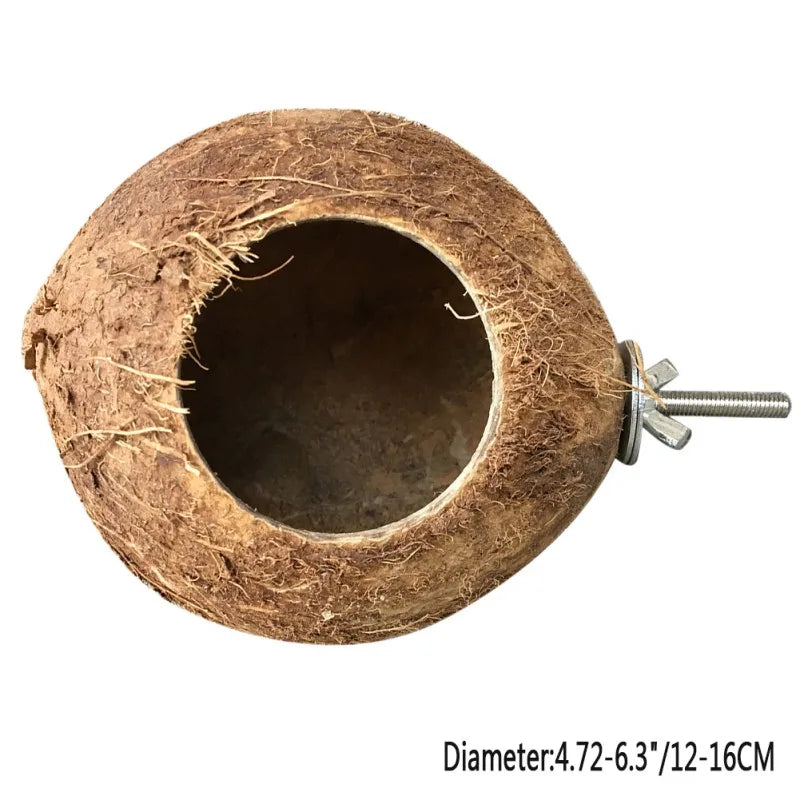 NONECN Natural Coconut Shell Bird Nest Hideaway For Parrots