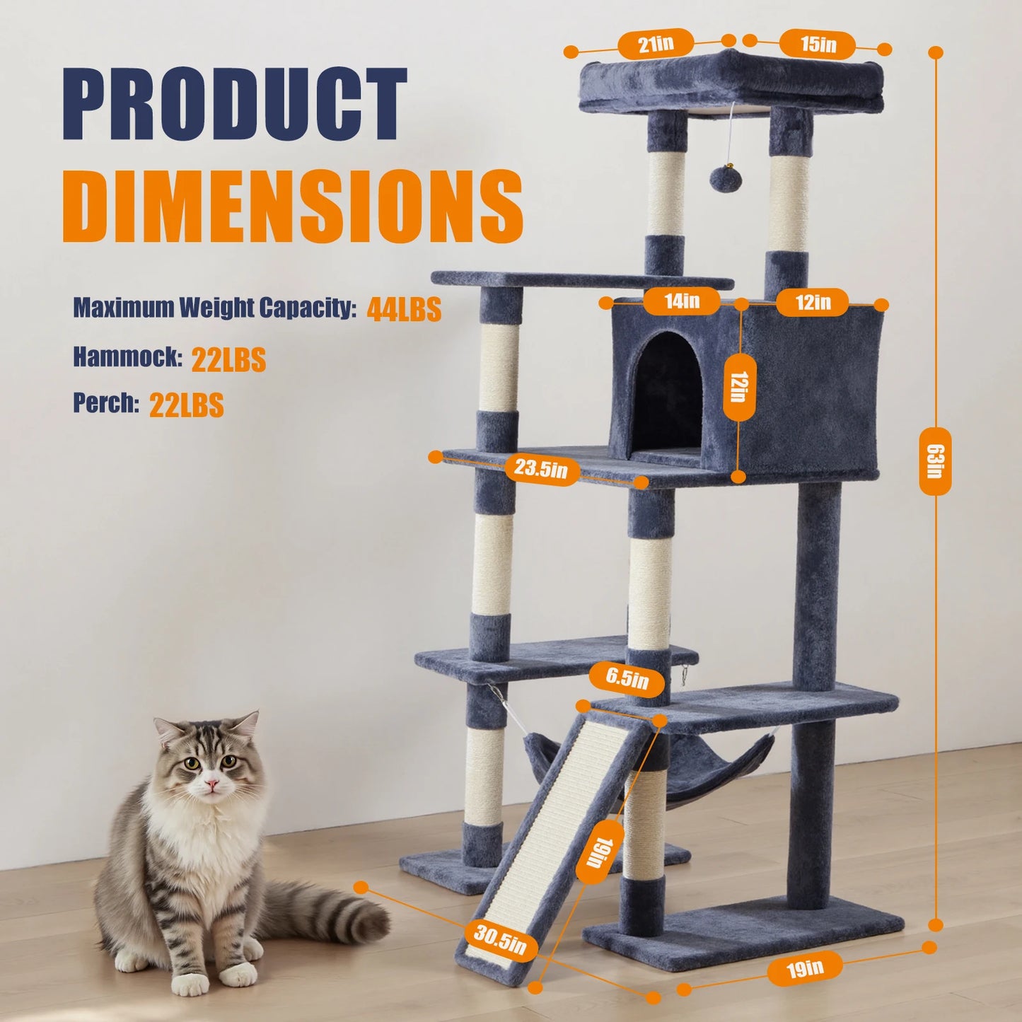 JHK Multi Level Cat Tree Tall Climbing Tower Indoor Cats