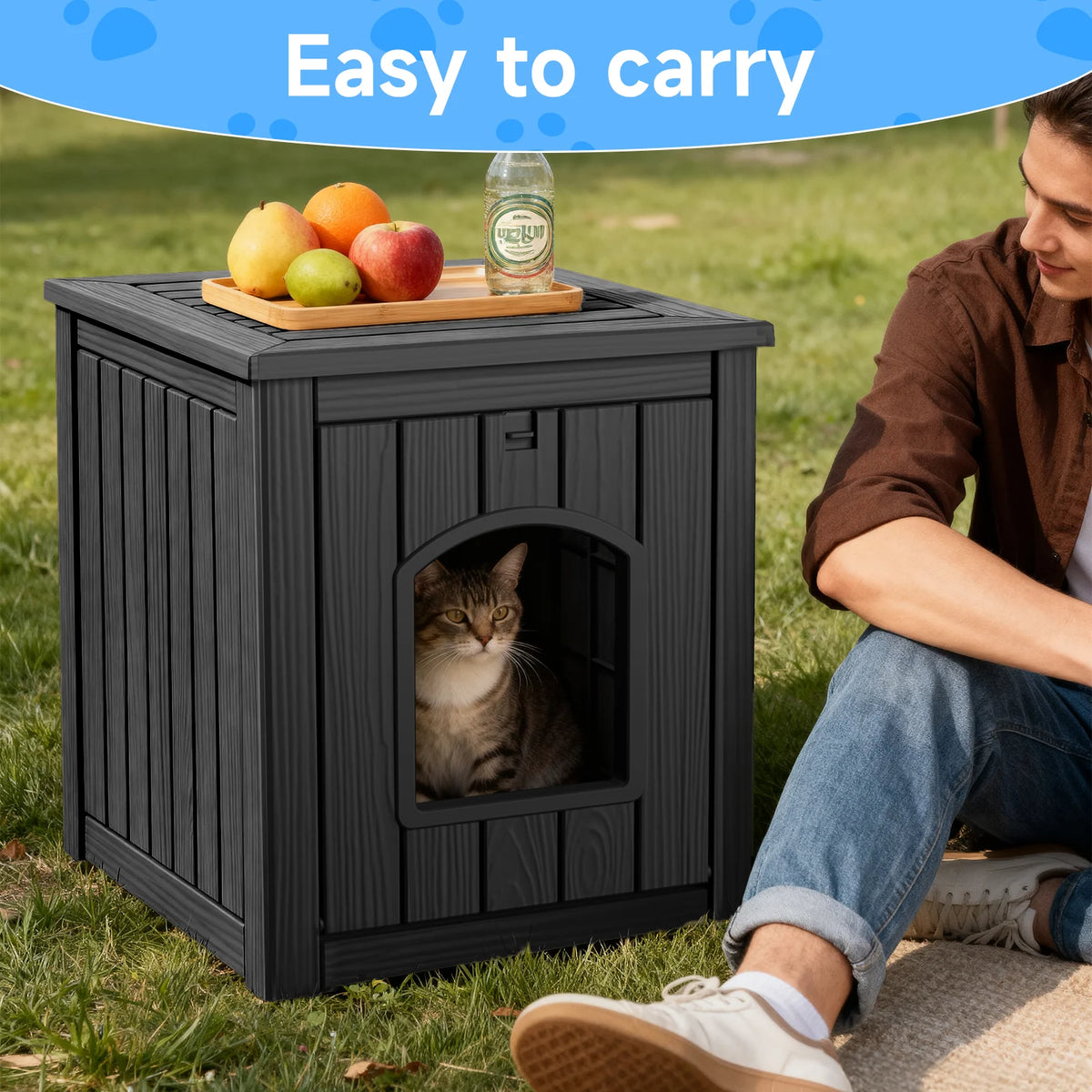 Indoor Outdoor Resin Cat House And Waterproof Pet Kennel Table