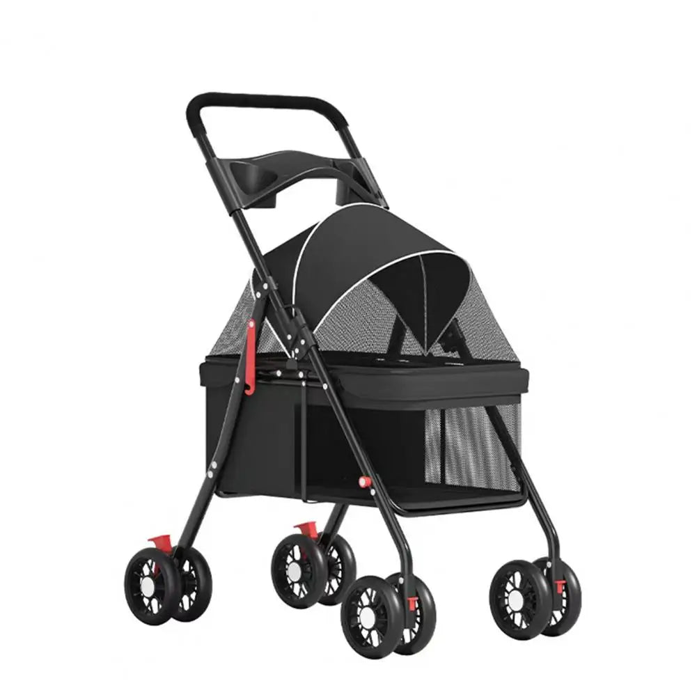 Pet Dog Cat Stroller Outdoor Folding Travel Cup Holder