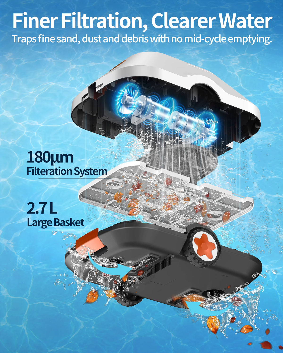 Vastorm Cordless Robotic Pool Cleaner Smart Navigation Auto Parking