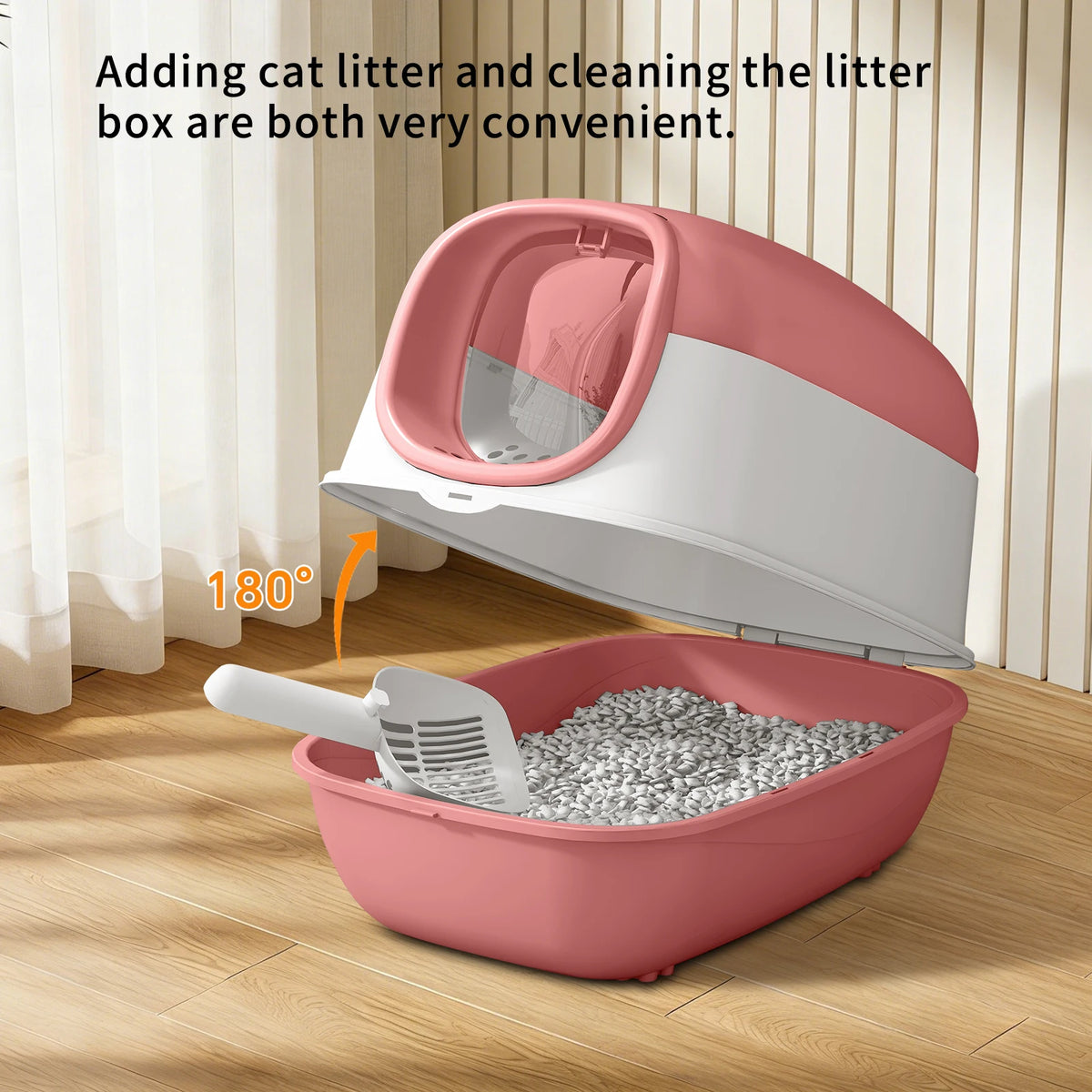 Switchable Dual Mode Cat Litter Box With Splash Proof Guard