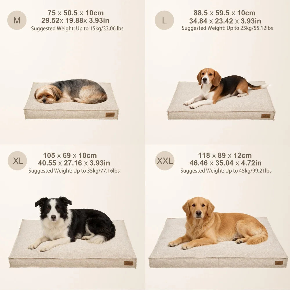 Borwart Orthopedic Linen Dog Bed With Removable Waterproof Cover