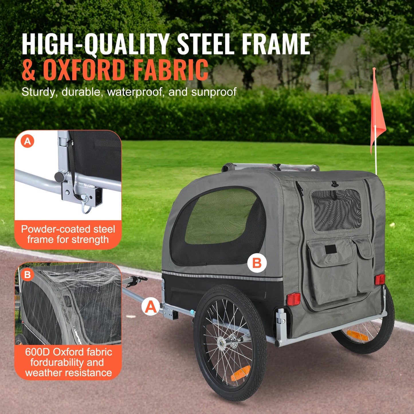Dog Bike Trailer Pet Cart For Dogs Collapsible Carrier