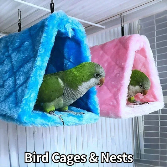 Bird Parrot Cage With Warm Hammock Hut Tent For Sleeping