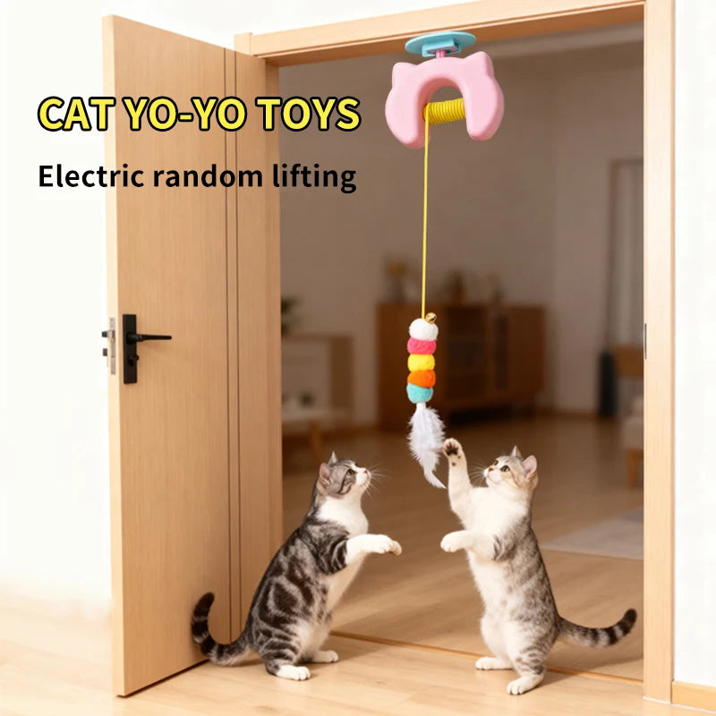 Electric Cat Toy With Ropes Auto Swing Feather Teaser
