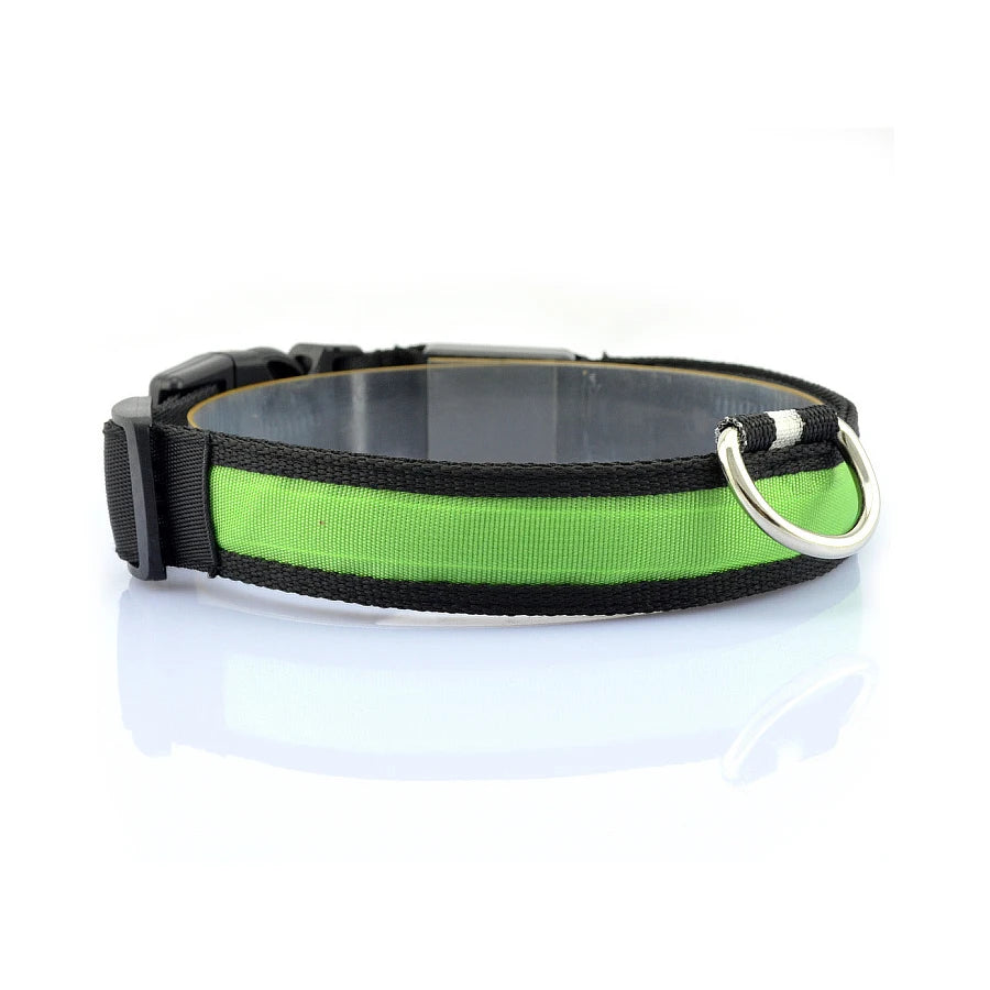 NONECN Glowing Nylon LED Dog Collar For Night Safety