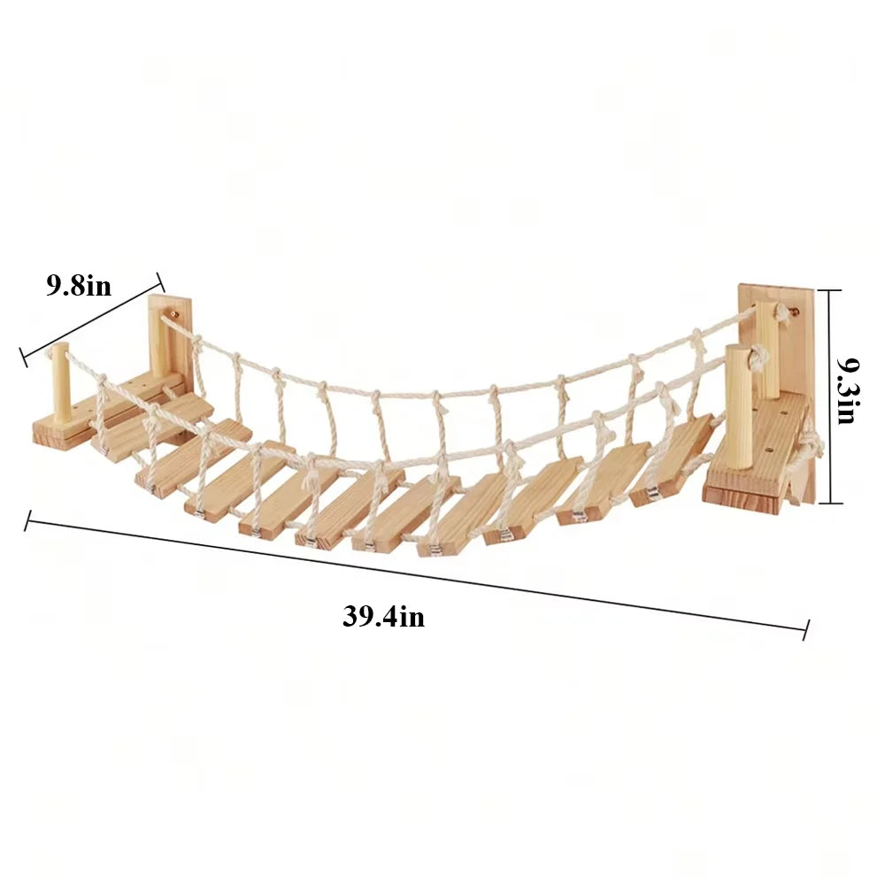 Cat Roped Bridge Wall Mount With Sisal For Indoor Cats