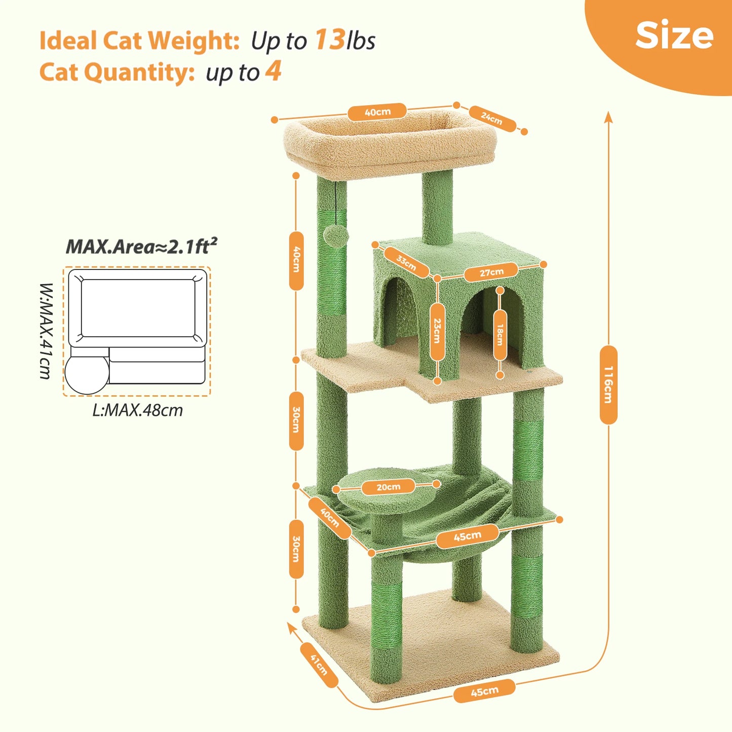 PETEPELA Cat Tree for Indoor Cats Five Level Tower