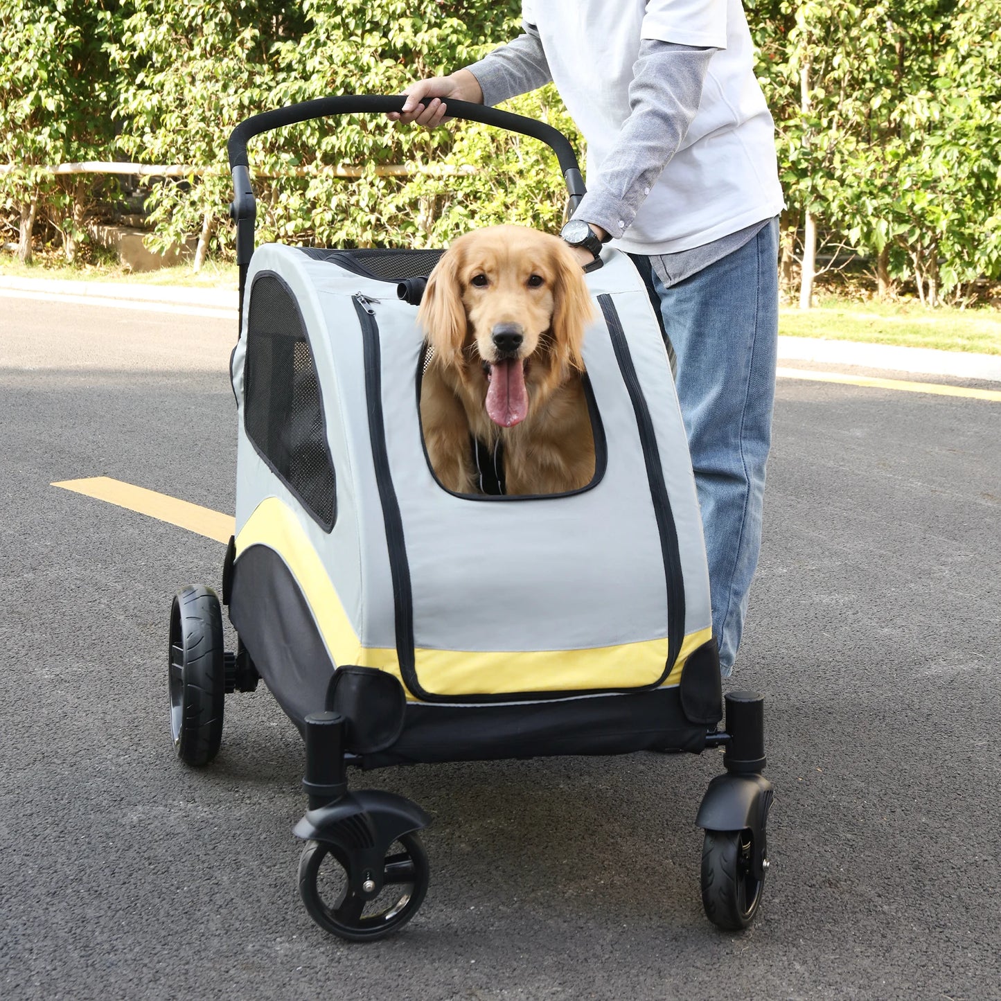 Portable Dog Stroller Foldable Pet Carrier with Wheels