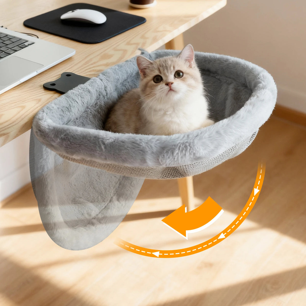 CWV Foldable Cat Desk Bed Hammock Non Slip Clamp Mount