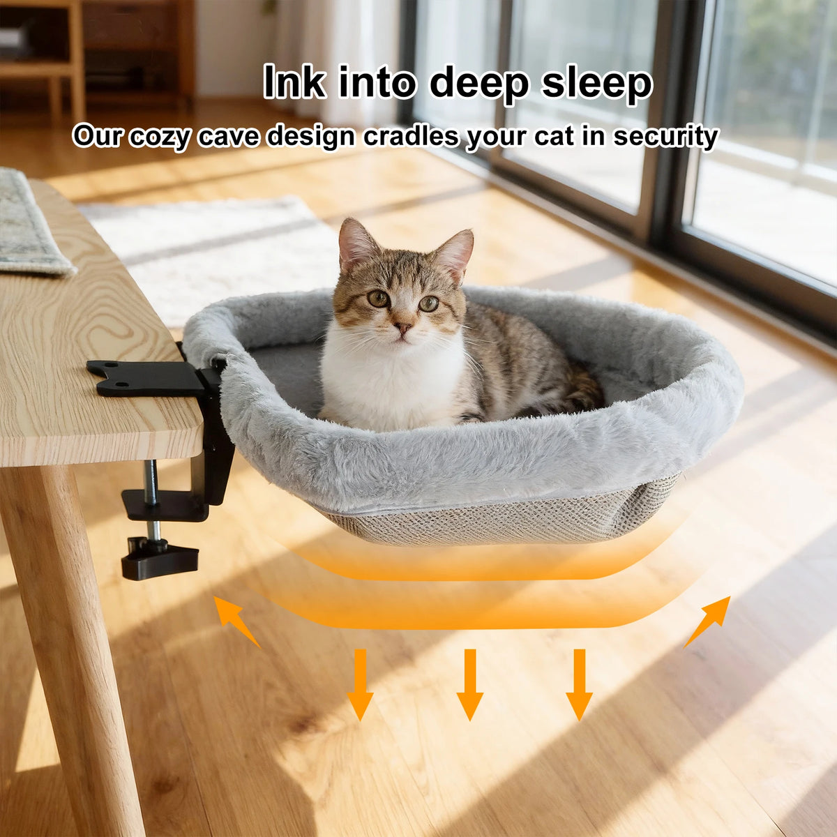 CWV Foldable Cat Desk Bed Hammock Non Slip Clamp Mount