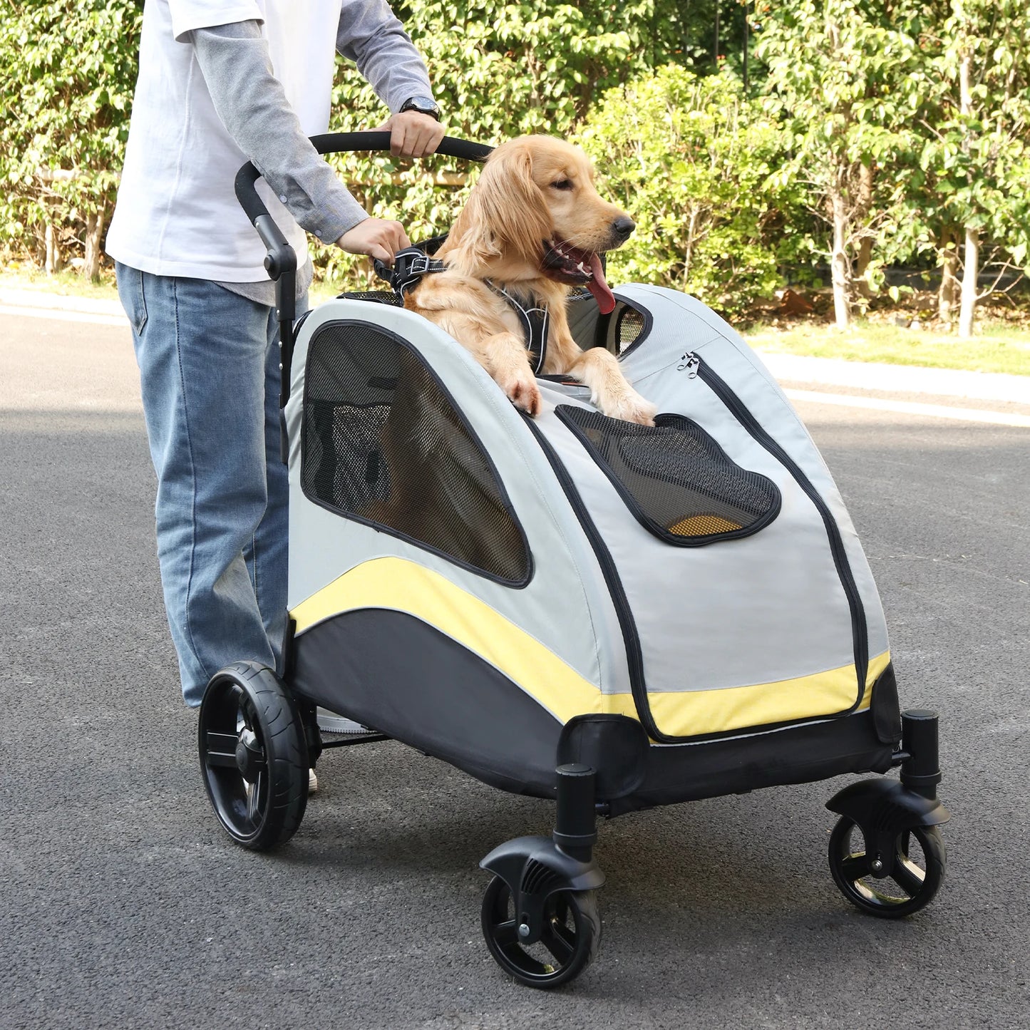 Portable Dog Stroller Foldable Pet Carrier with Wheels