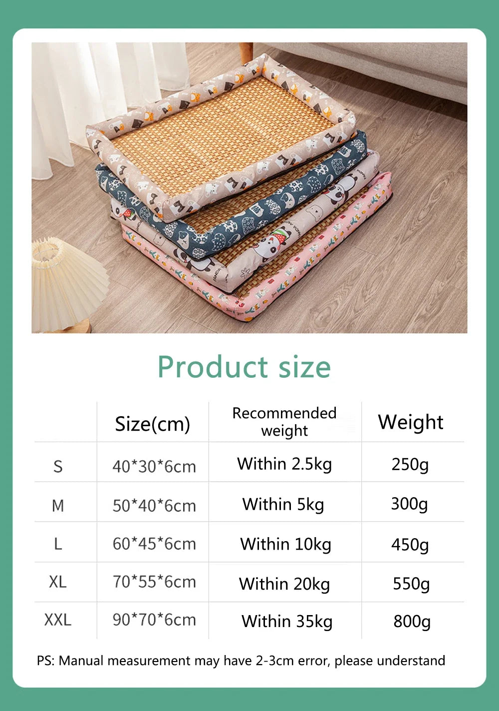 NONECN Cooling Rattan Dog Mat Bed for Summer Comfort