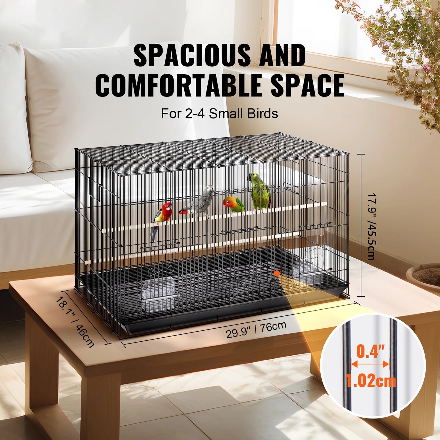 SucceBuy Stainless Steel Parakeet Cage With Rolling Stand Tray