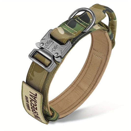 Heavy Duty Tactical Dog Collar With Handle Military Patch Training