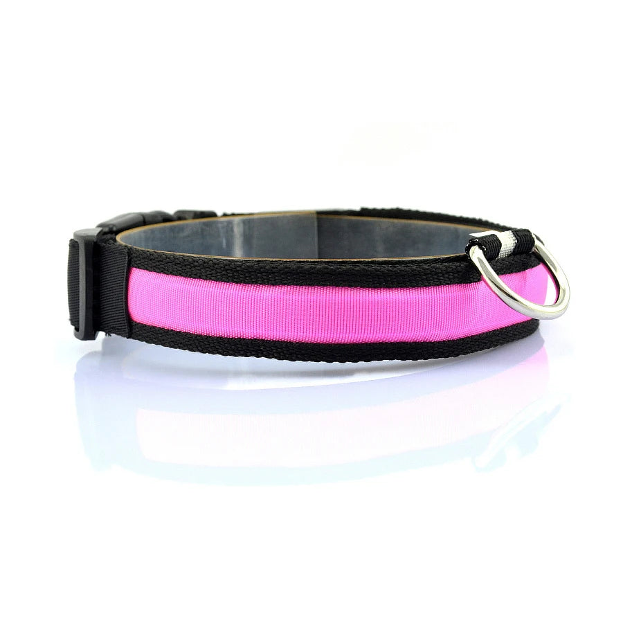 NONECN Glowing Nylon LED Dog Collar For Night Safety