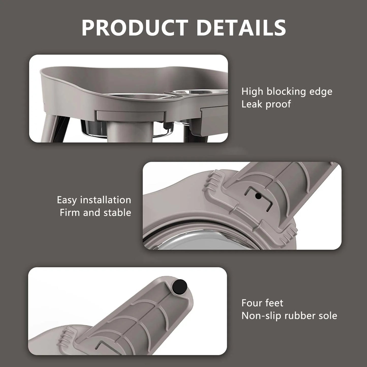 Raised Elevated Dog Bowl Stainless Steel No Spill Non Slip