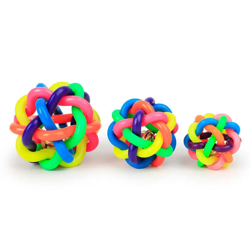 Bell Woven Dog Toy Bite Resistant Rubber Chew Ball