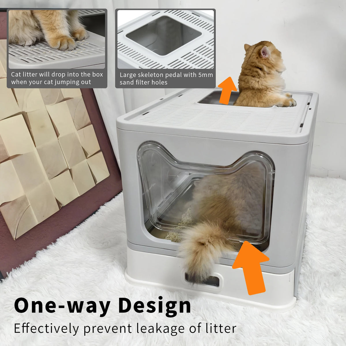 Fully Covered Cat Litter Box With Lid And Scoop