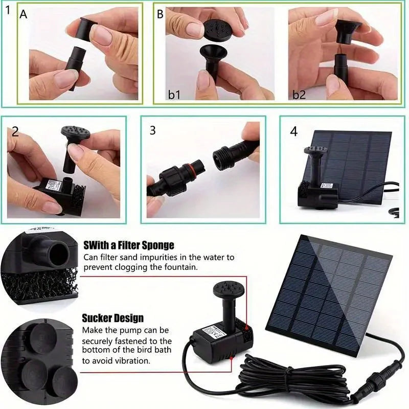 Solar Floating Fountain Pump With Six Nozzles For Garden Ponds