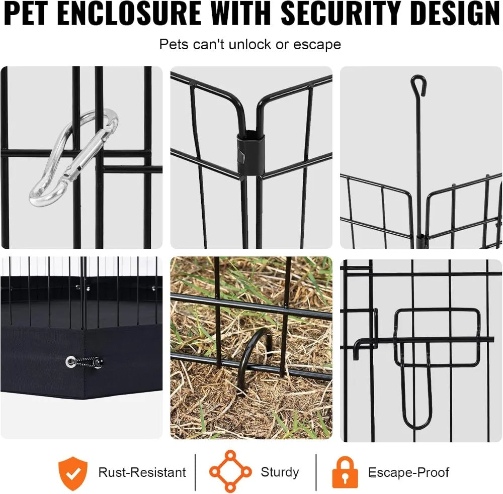 Foldable Dog Playpen With Top Cover And Front Door