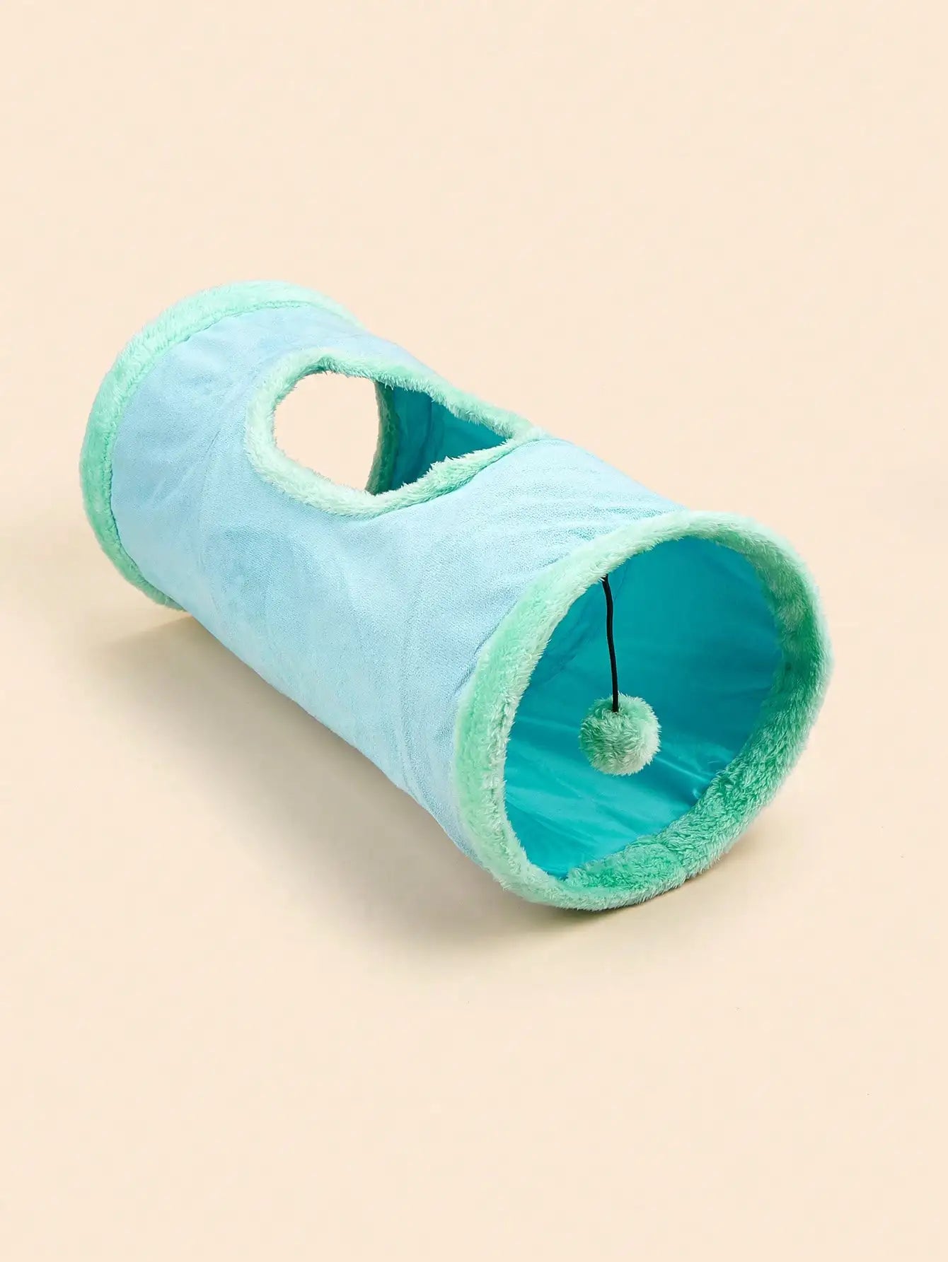Soft Plush Cat Tunnel Toy With Pom Pom Attachment Interactive