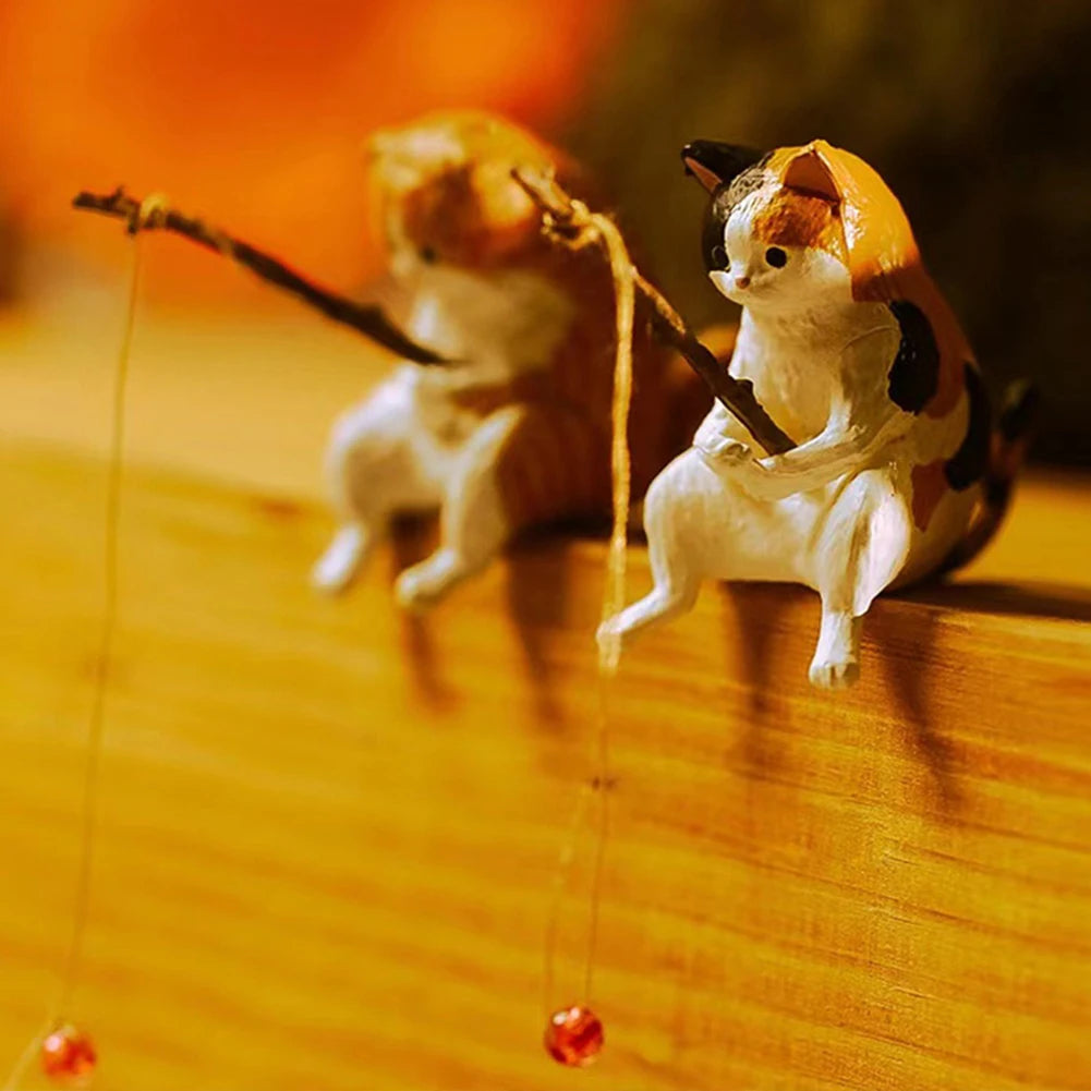 Alloet Kitten Fishing Ornament Aquarium Landscape Decor