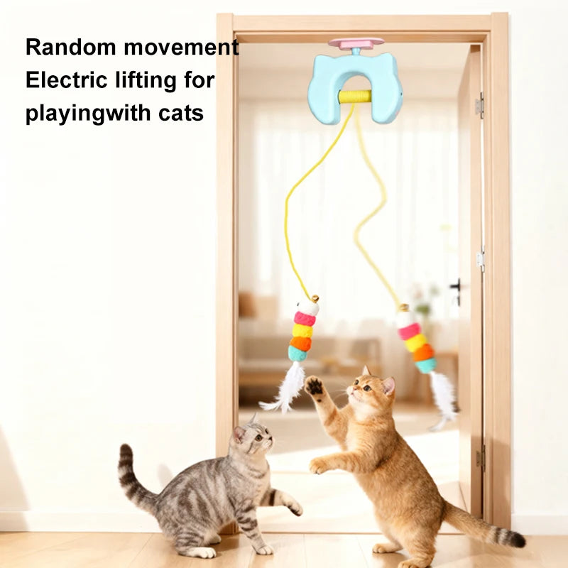 Electric Cat Toy With Ropes Auto Swing Feather Teaser